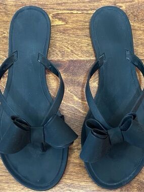 Black Bow Flip-Flop Sandals for Women